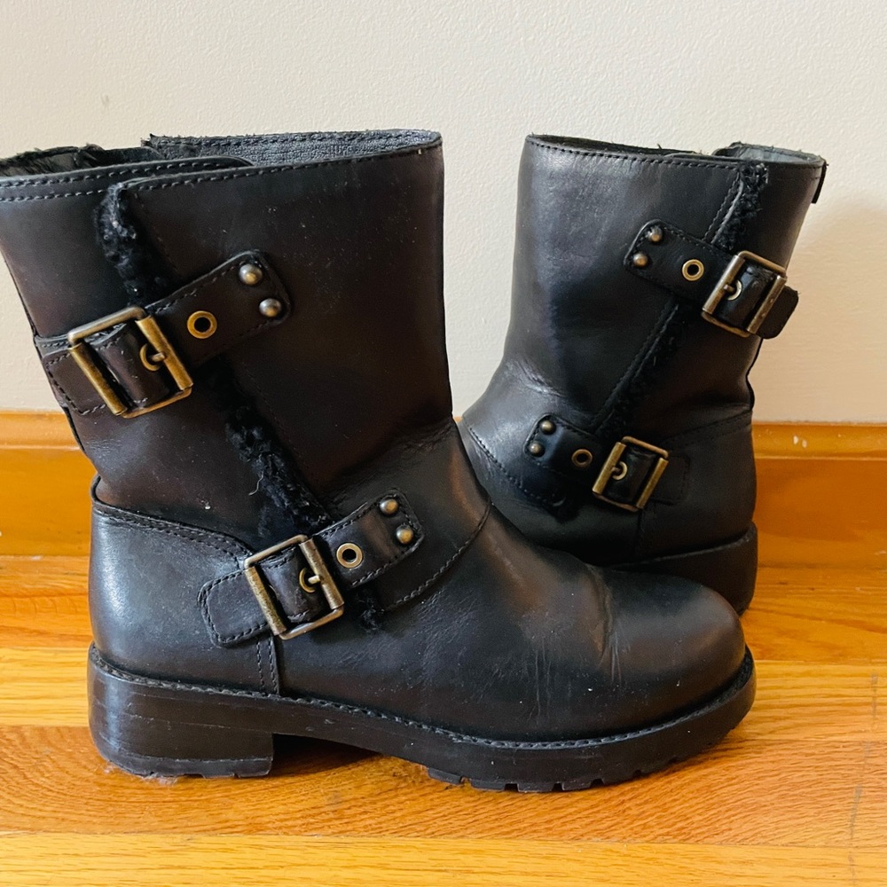 UGG Black Motorcycle Style Leather Boots